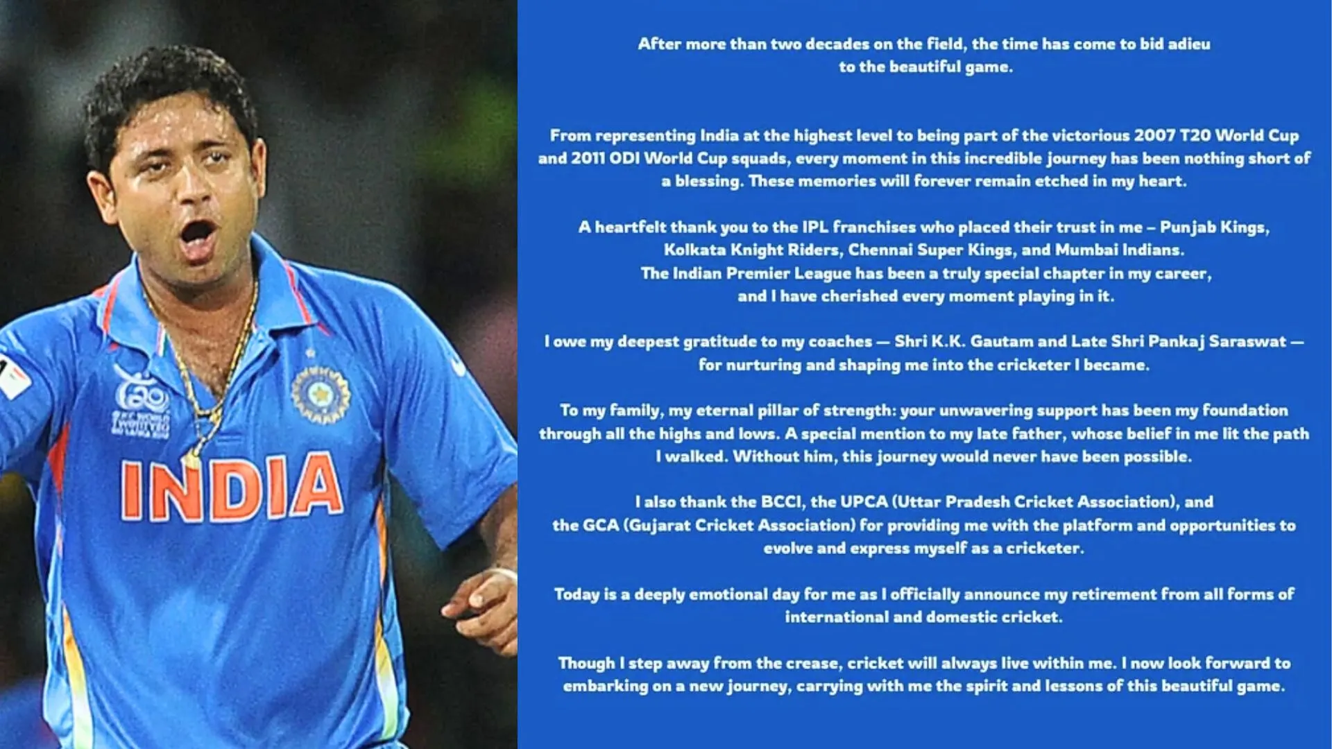 Piyush Chawla Announces Retirement From All Forms of Cricket