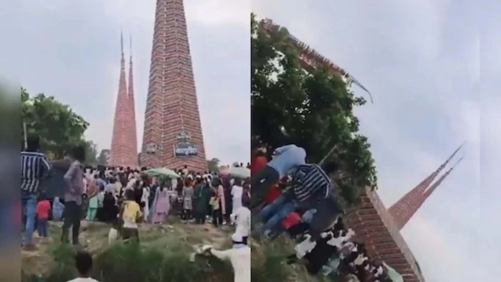 100-Foot Tazia Collapses on Power Line During Muharram Procession in UP | Watch
